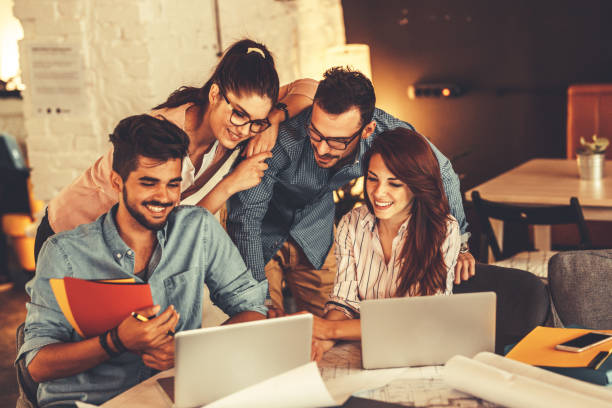 Group of casual concept designers working on new project .