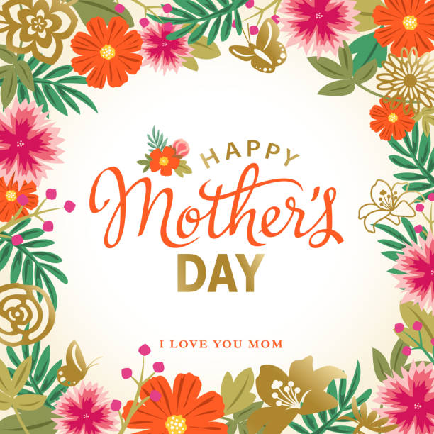 illustrazioni stock, clip art, cartoni animati e icone di tendenza di cornice floreale per la festa della mamma - mothers day mother single flower family