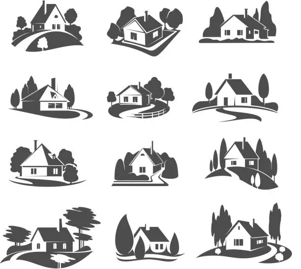 Vector illustration of Vector icons of house for real estate company