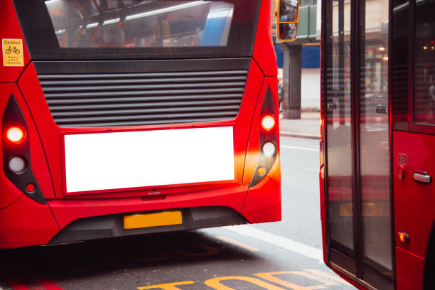 A modern London bus with blank billboard