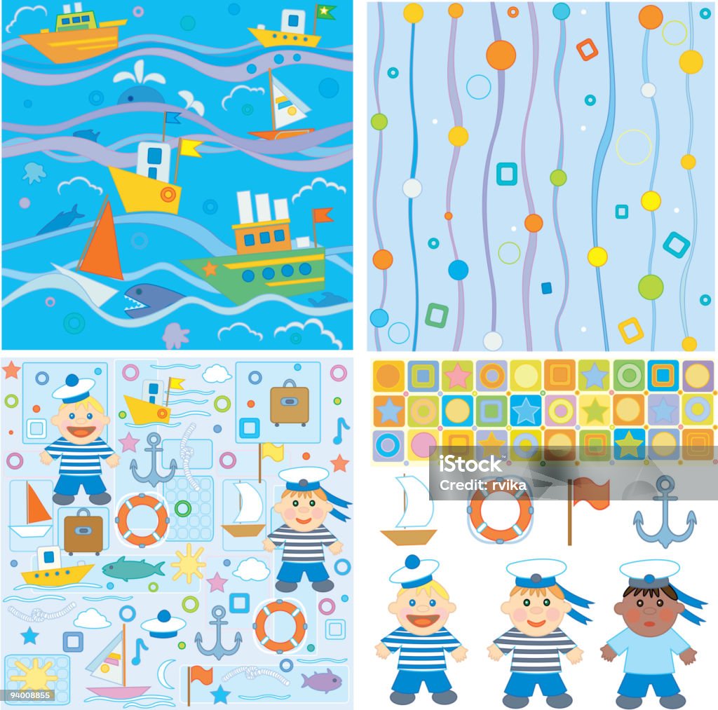 Backgrounds And Design Elements For Baby Boy Scrapbook Small Sailor Stock  Illustration - Download Image Now - iStock