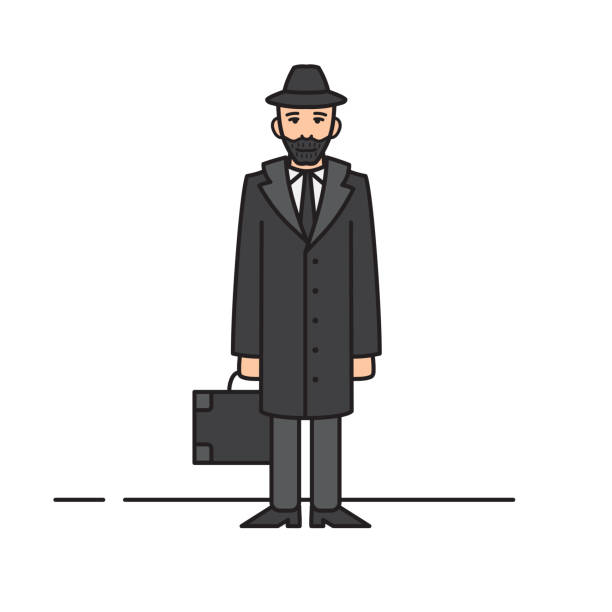 ilustrações de stock, clip art, desenhos animados e ícones de detective occupation character design, cartoon line style. design elements and icons. man character. - snooper