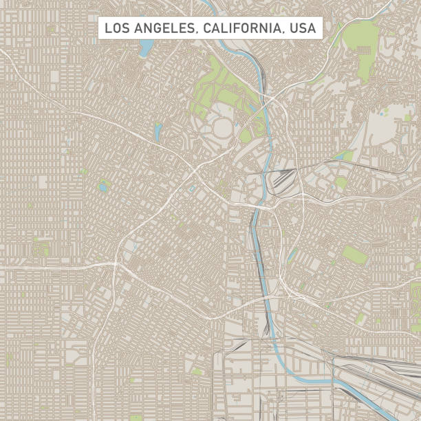 ilustraciones, imágenes clip art, dibujos animados e iconos de stock de los angeles california mapa de calle de la ciudad de estados unidos - los angeles