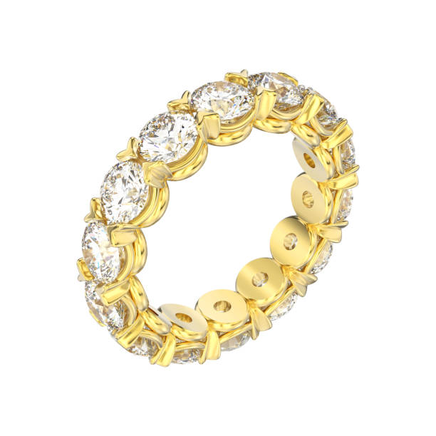 istock 3D illustration isolated yellow gold eternity band diamond ring 940104420