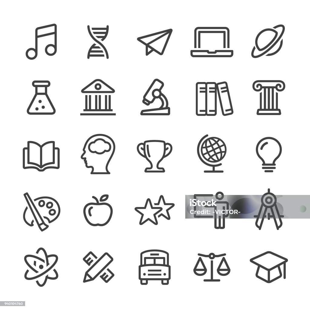 Education Icons - Smart Line Series Education, educational subject, School, learning, teaching, Education stock vector