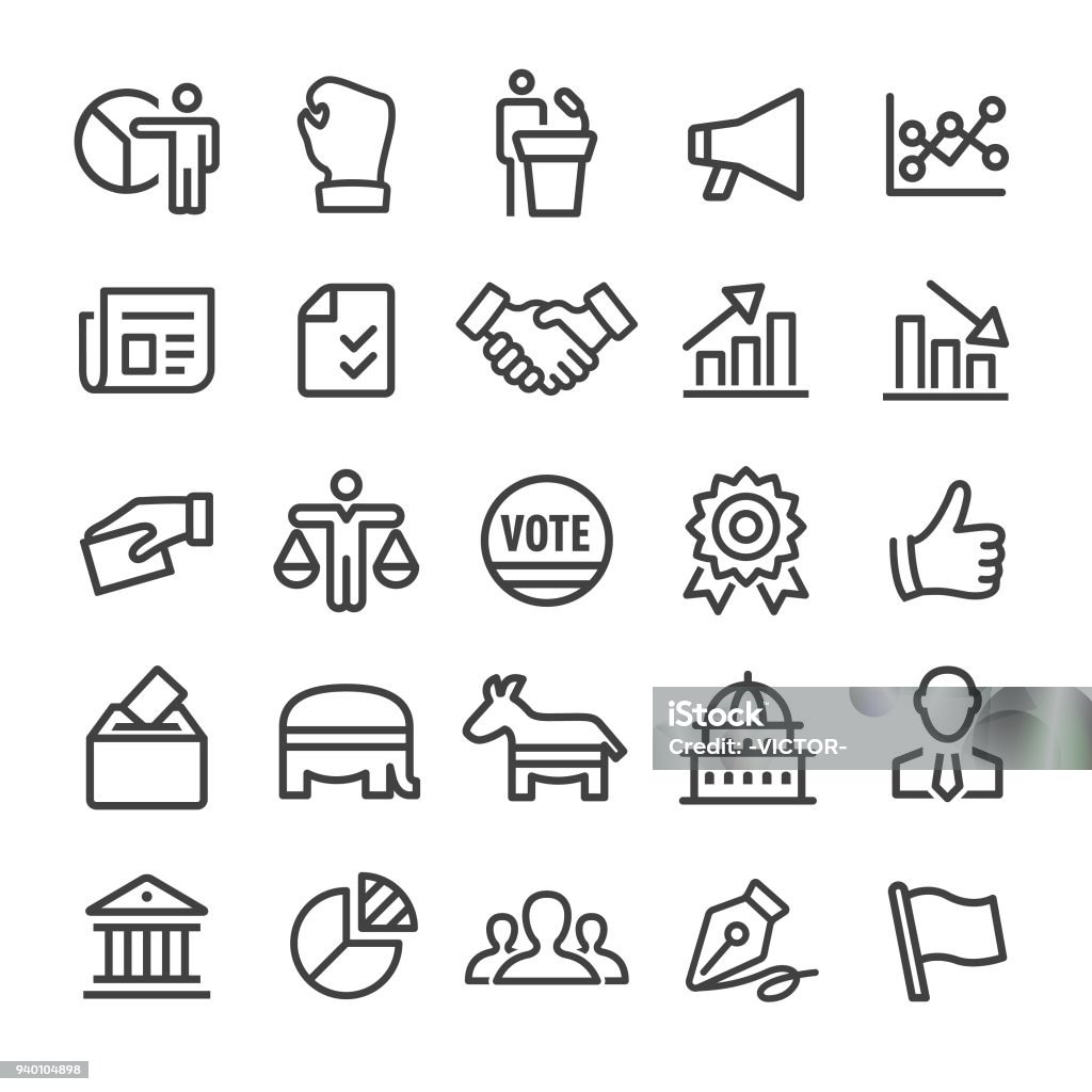 Politics Icons - Smart Line Series Politics, election, government, political party, Ballot Box stock vector