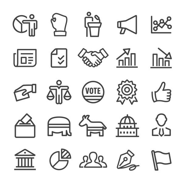 Politics Icons - Smart Line Series Politics, election, government, political party, gop debate stock illustrations