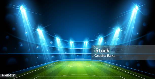 Football Arena Vector Stock Illustration - Download Image Now - Soccer, Stadium, Soccer Ball