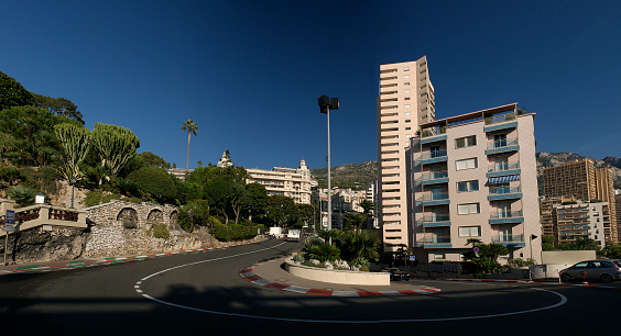 Monaco-ville, Monaco-11 21 2023: The Princely palace seen from the Fontvieille district in Monaco.