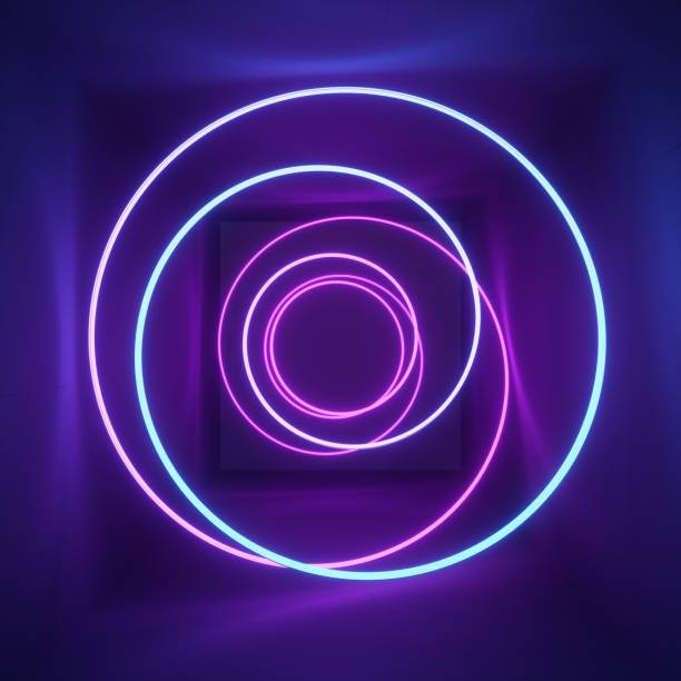 3d render, neon light, tunnel, laser show, illumination, glowing wavy lines, abstract fluorescent background, optical illusion, room, corridor, night club interior