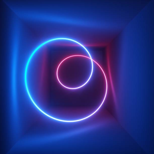 istock 3d render, neon light, loop, laser show, illumination, glowing wavy lines, abstract fluorescent background, optical illusion, room, corridor, night club interior 940108058