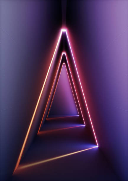 istock 3d render, modern abstract geometric background, minimalistic room interior, shining neon light, empty showcase, primitive architecture, shop display, glowing edges, vivid colors 940108270