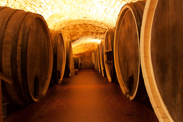 Wine wooden oak barrels photo