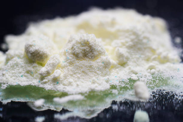 Chemical powder from the chemistry kit with macro lens photographed in studio
