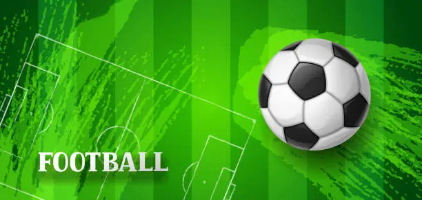 Vector illustration of Soccer or football banner with ball. Sports illustration