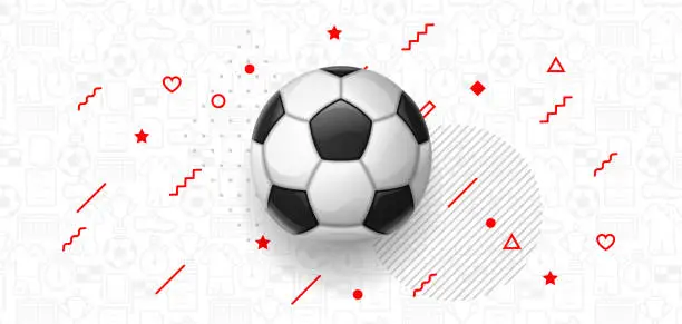 Vector illustration of Soccer or football banner with ball. Sports illustration