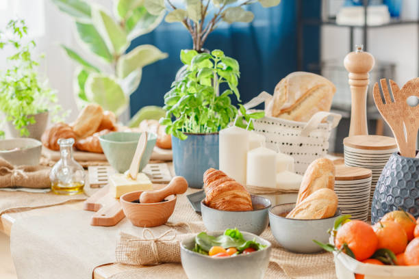 istock Close-up of table with croissant 940133066