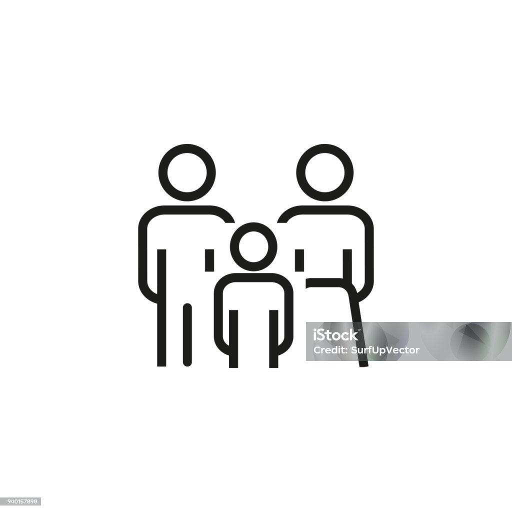 Family line icon Line icon of family. Family law, insurance, protection. Family concept. Can be used for topics like relationships, society, population Icon Symbol stock vector