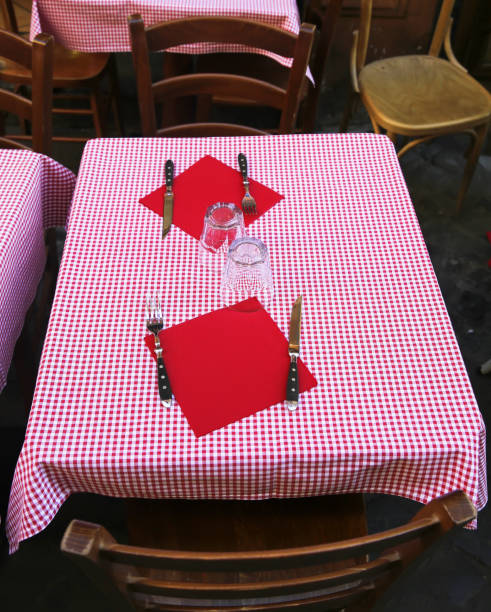 istock Glasses, spoons, plates and forks on the table in restaurant 940163070