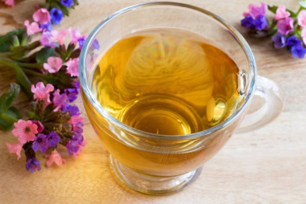 istock A cup of lungwort (pulmonaria) tea with fresh lungwort flowers 940181994