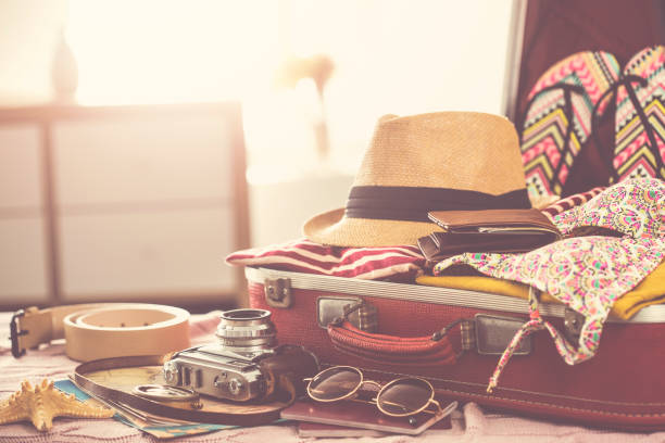 Travel suitcase prepareing concept