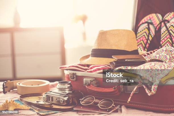 Travel Suitcase Prepareing Concept Stock Photo - Download Image Now - Vacations, Travel, Suitcase