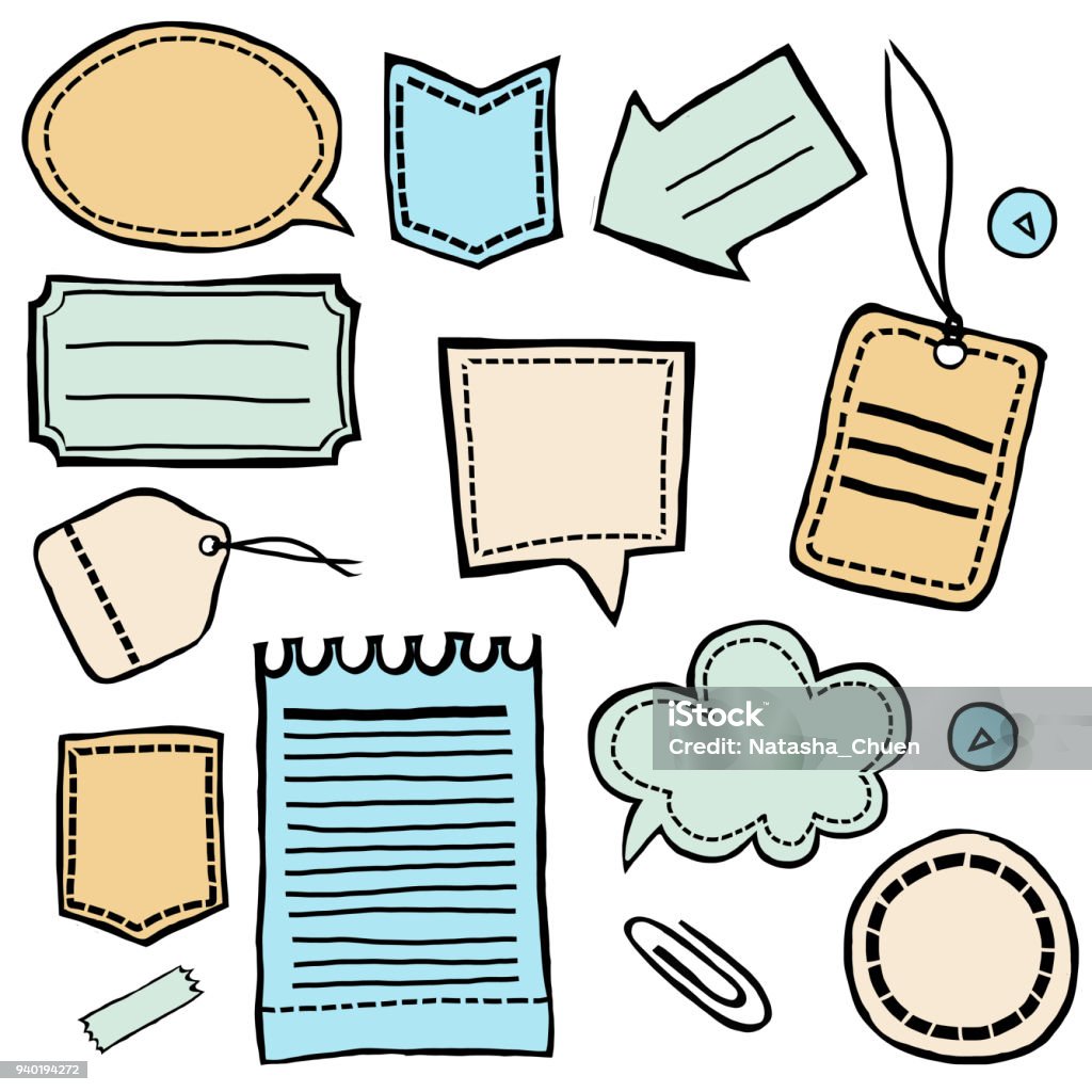 Hand Drawn Stickers And Labels Vector Set Stock Illustration - Download ...