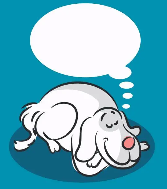 Vector illustration of Sleeping and dreaming dog