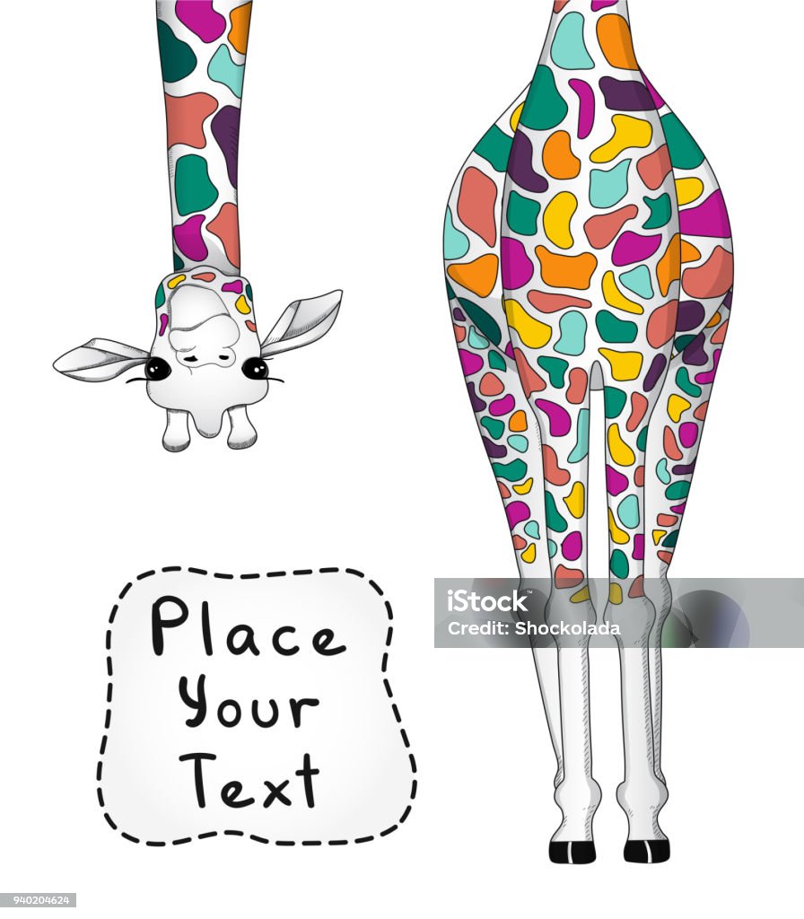 Illustration vectorielle de girafe coloré avec la place pour votre texte - clipart vectoriel de Girafe libre de droits