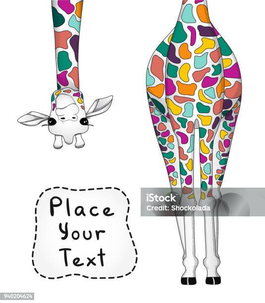 Illustration Vectorielle De Girafe Coloré Avec La Place Pour Votre Texte Vecteurs libres de droits et plus d'images vectorielles de Girafe