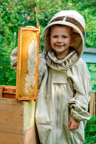 istock The boy beekeeper holds in his hands a honeycomb with fresh honey. Beekeeping concept. 940207706