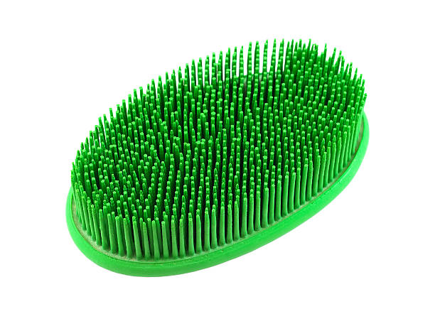 istock Green rubber massage brush isolated on white 94022008