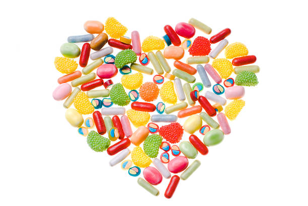 Heart from colorful candies stock photo