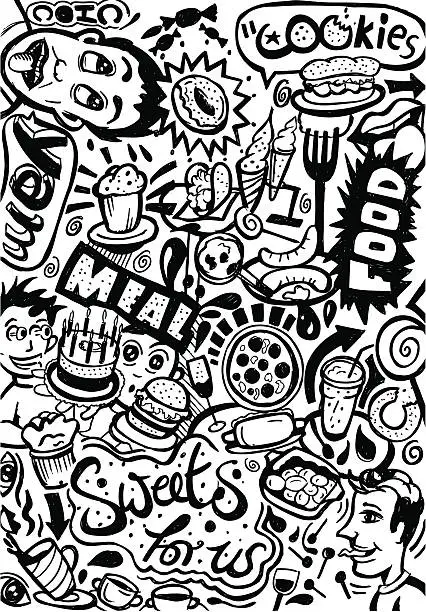 Vector illustration of doodle food