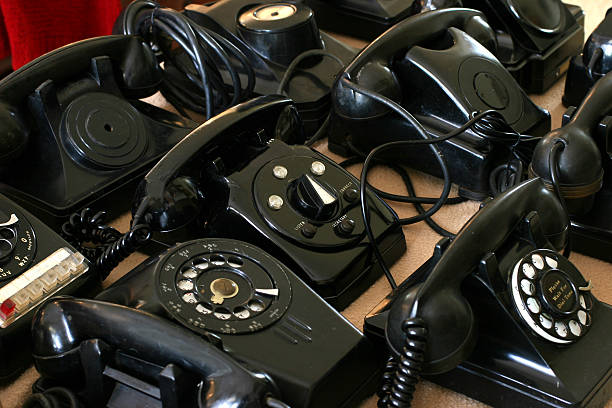 istock Antique black telephones 94022940