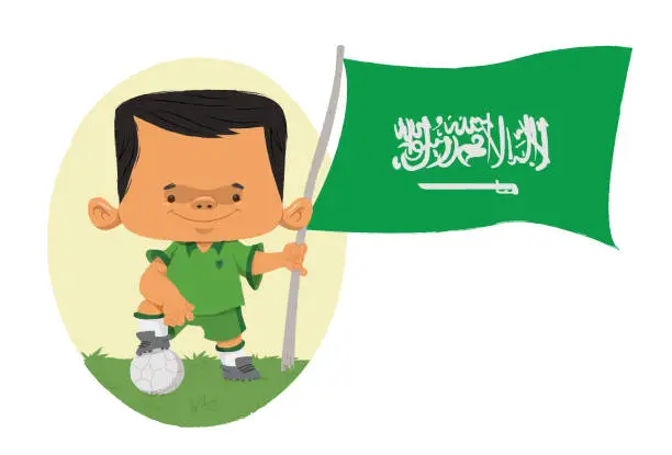 Vector illustration of Saudi football player