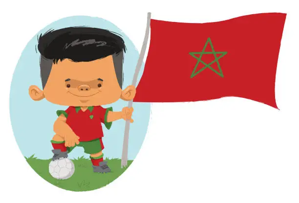 Vector illustration of Moroccan soccer player