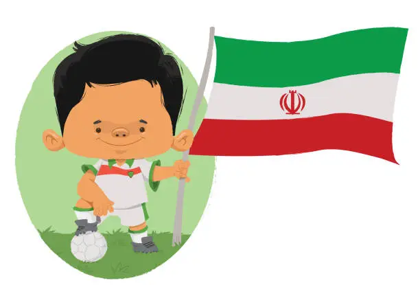 Vector illustration of Iranian football player