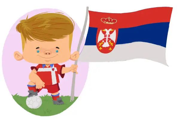 Vector illustration of Serbian football player