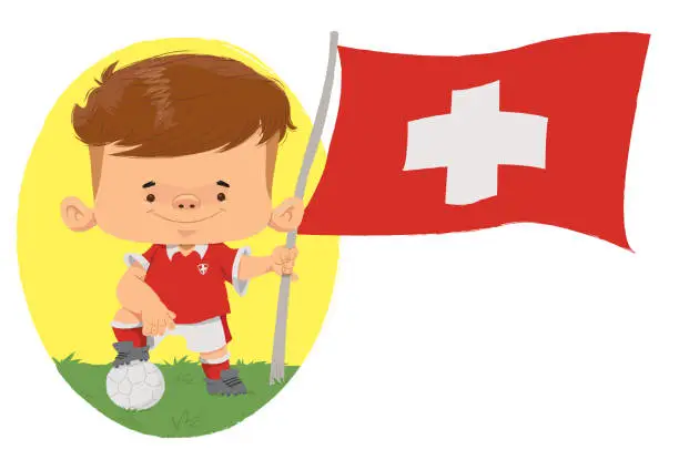 Vector illustration of Swiss football player