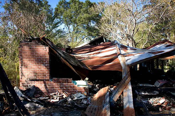 Photo of Fire devastation of a home.