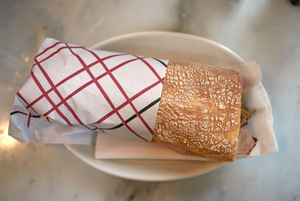 istock Sandwich with smoked ham, eggplant and mustard 940240630