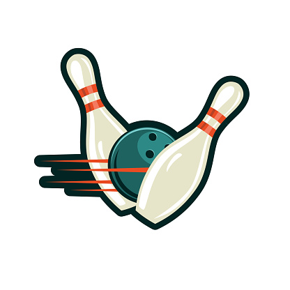 Retro Style Bowling Elements. Includes balls and pins and various elements.