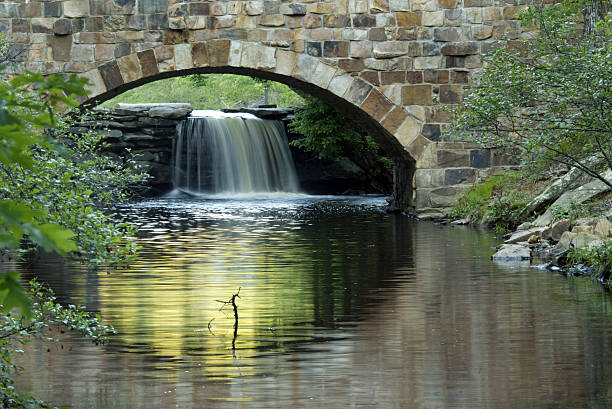 Waterfall under the Bridge stock photo