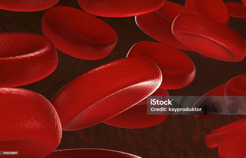 Células vermelhas do sangue fluindo - Foto de stock de Alta Magnificação royalty-free