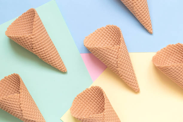 istock Ice cream texture isolated on multicolored background minimalistic flat lay concept. 940252390