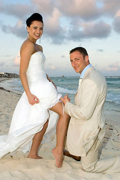 istock Caribbean Beach Wedding - Garter Belt 94025312