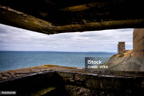 Wwii German Naval Tower Mp3 Battery Moltke Viewed From Bunker St Ouen Jersey Channel Islands Guernsey Sark And Herm Vissible On The Horizon Stock Photo - Download Image Now