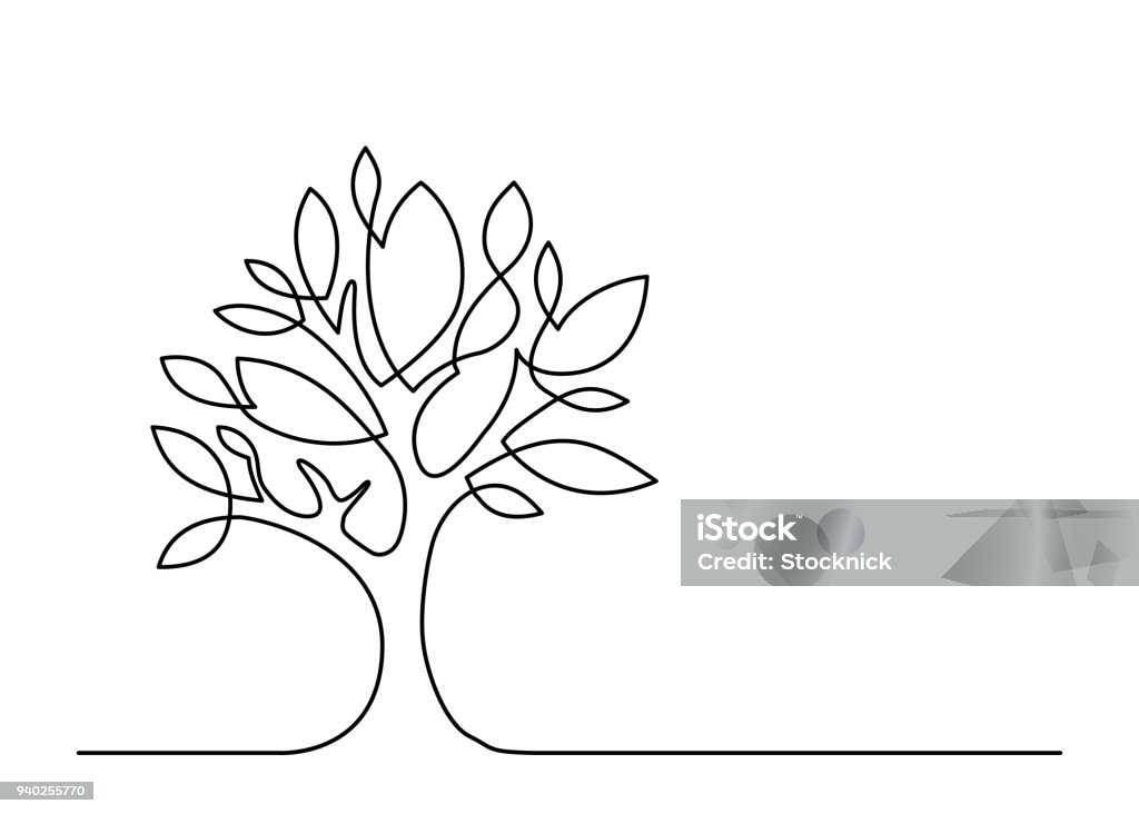 line14 Continuous line drawing of tree on white background. Vector illustration Tree stock vector