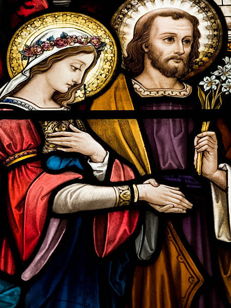 heiratsurkunde - stained glass glass art church stock-fotos und bilder